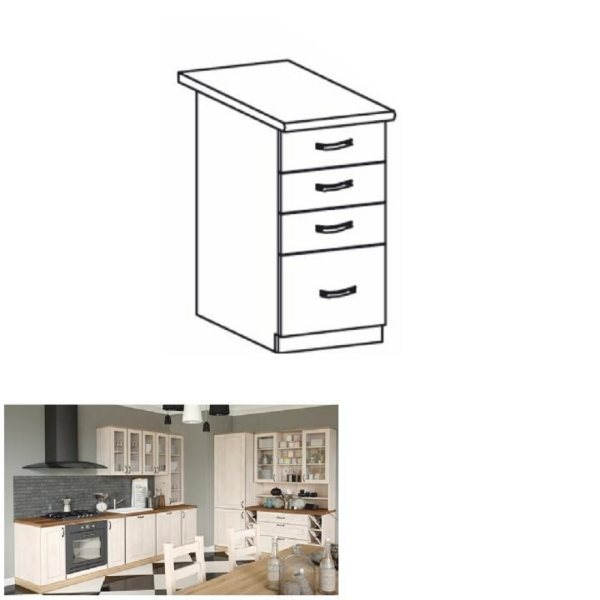 Dulap cu sertare inferior, alb/pin nordic, ROYAL D40S