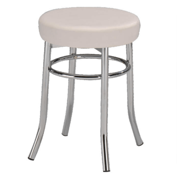 Taburet, piele ecologică albă/crom, IRENA
