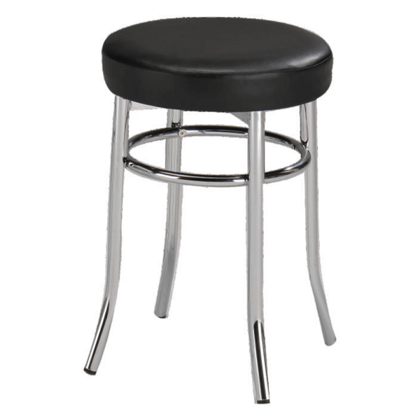 Taburet, piele ecologică neagră/crom, IRENA