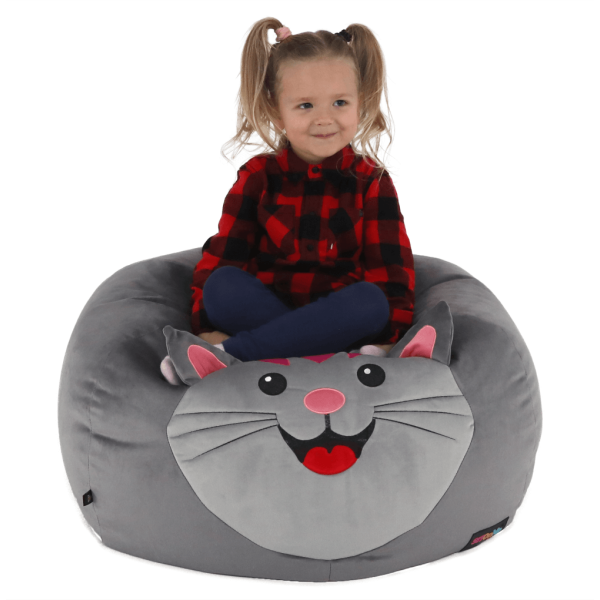 Fotoliu tip sac, material textil gri, BABY TIPUL 1