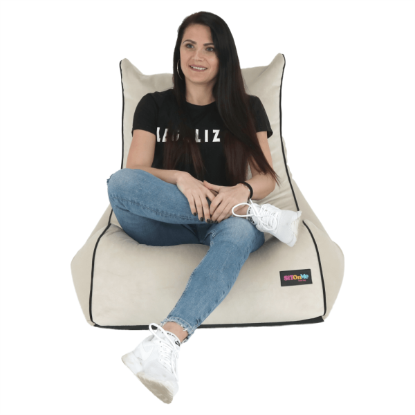 Fotoliu tip sac, material textil bej, SIRAK