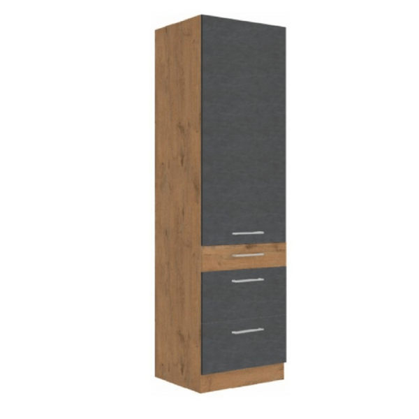 Dulap înalt, stejar lancelot/gri mat, VEGA 60 DKS-210 3S 1F